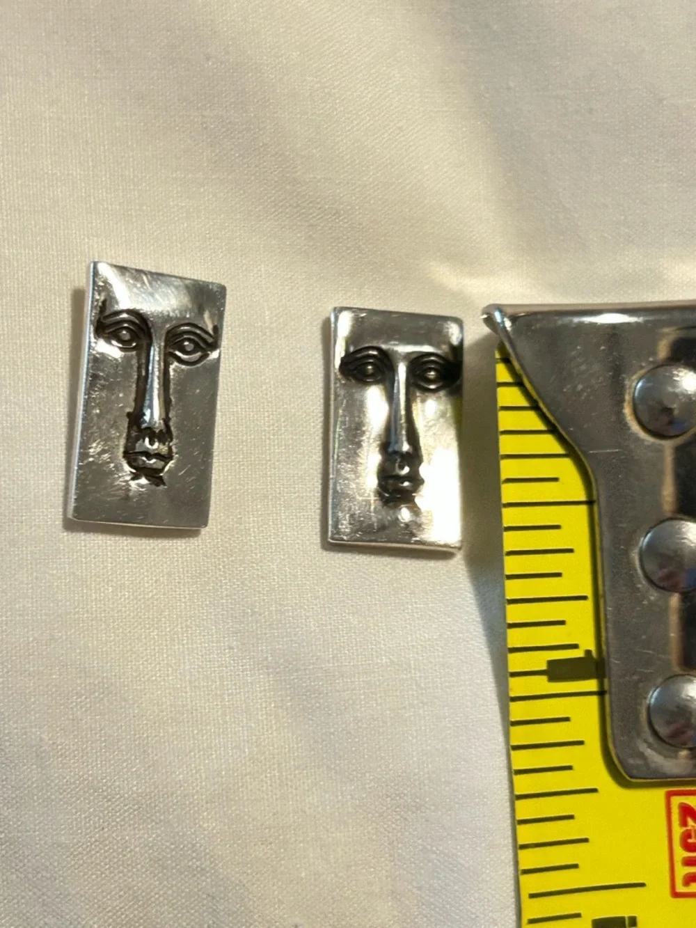 Designer Sergio Bustamante Sterling Silver Face Earrings - Picture 2 of 5